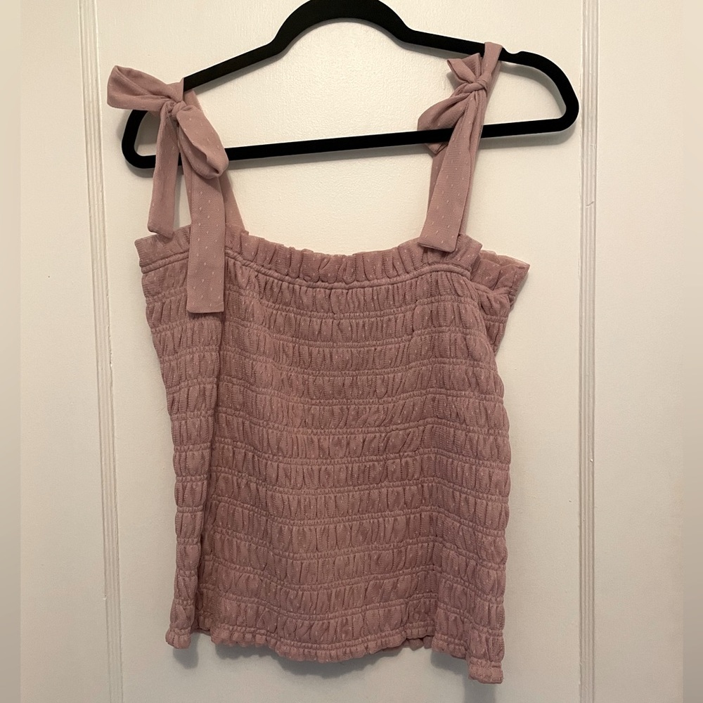Anthropologie Bow Tie strap tank / dusty pink